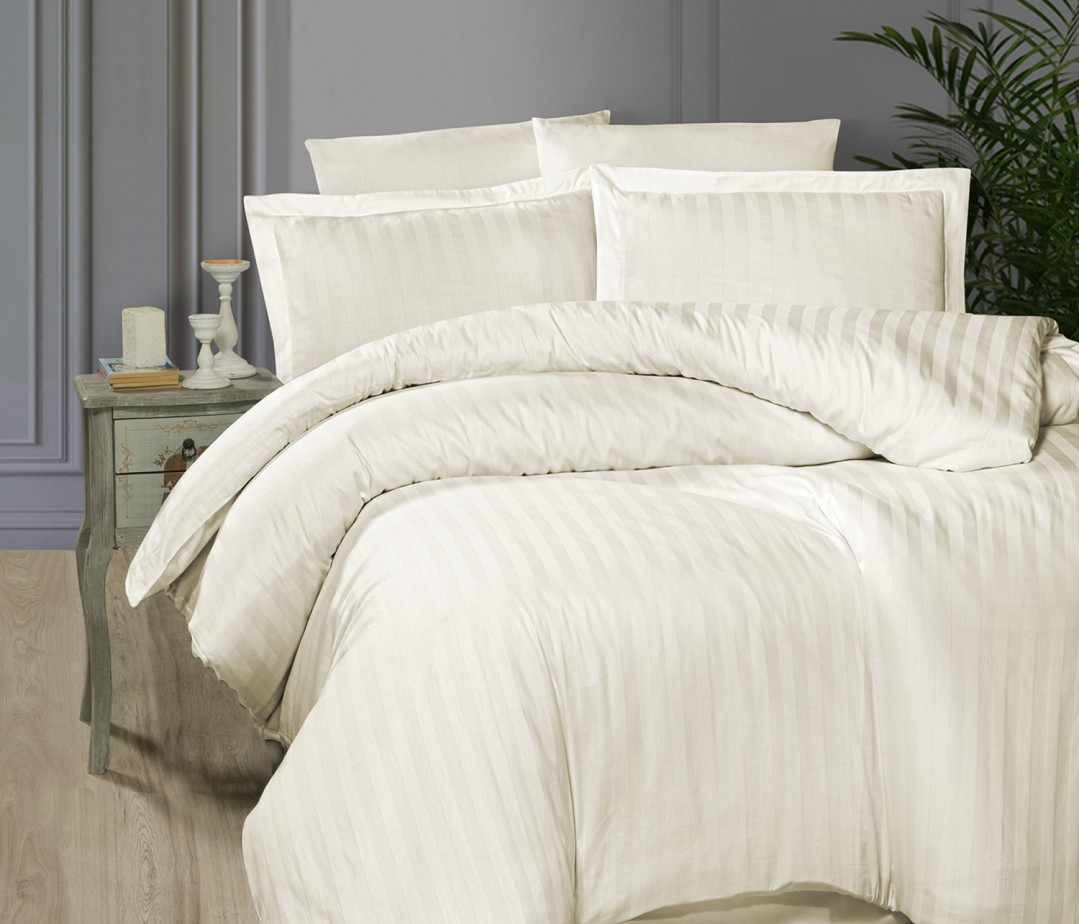 Постільна білизна First Choice Cotton сімейний 160x220 Broad Line Cream, фото 1