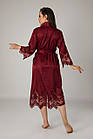 Жіночий сатиновий халат Nusa з мереживом, фото 3