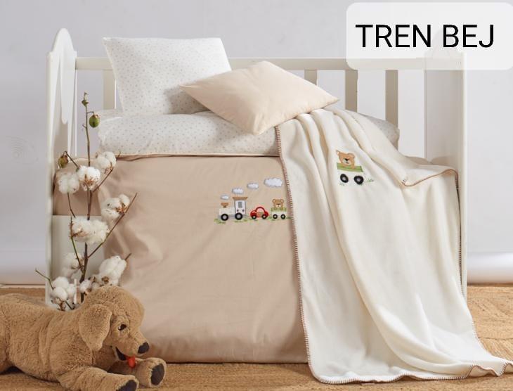 Дитяча постільна білизна з плюшевим пледом Elita Baby в ліжечко Tren Bej