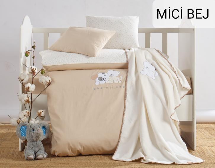 Дитяча постільна білизна з плюшевим пледом Elita Baby в ліжечко Mici Bej