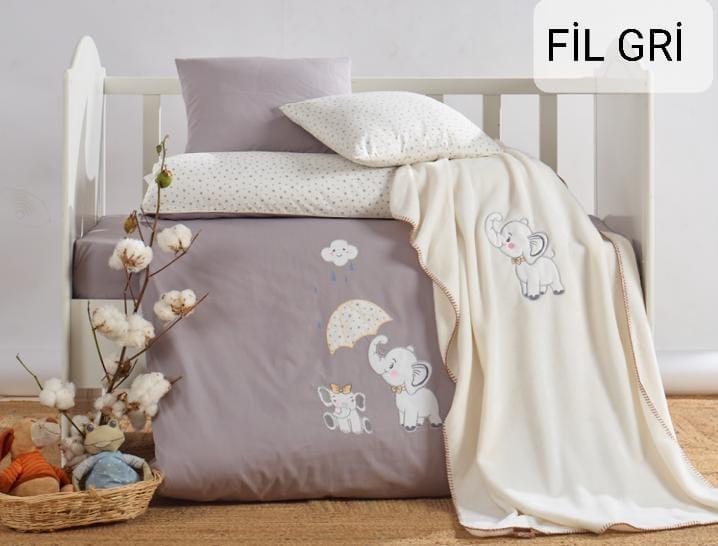 Дитяча постільна білизна з плюшевим пледом Elita Baby в ліжечко Fil Gri