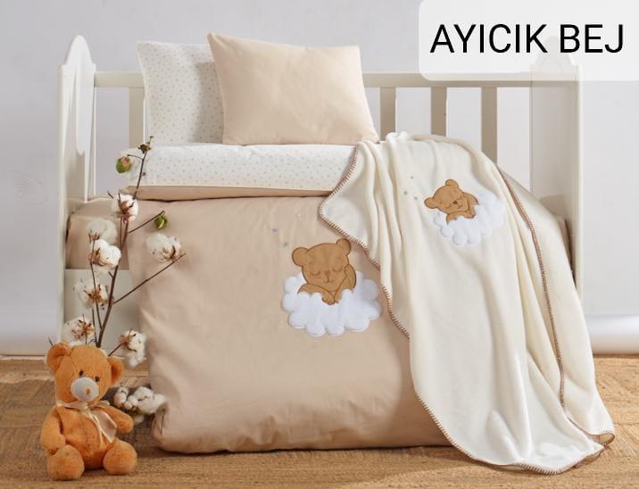 Дитяча постільна білизна з плюшевим пледом Elita Baby в ліжечко Ayicik Bej