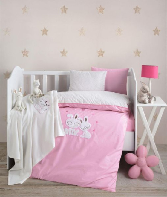 Дитяча постільна білизна з пледом Elita Baby 100х150 см Bunny Pink