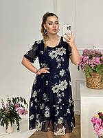 Шифоновое летнее Женское платье Ткань: шифон + подкладка Размер 52,54,56,58,60
