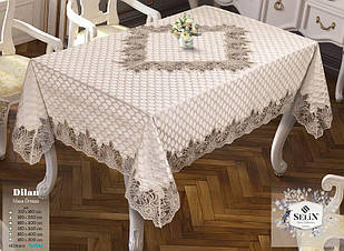Скатертина жакардова Selin Dilan 160х220 см, кремова