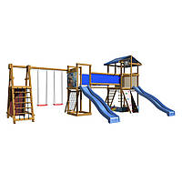 Детская площадка SportBaby-12 со скалолазкой и гладиаторской сеткой, World-of-Toys