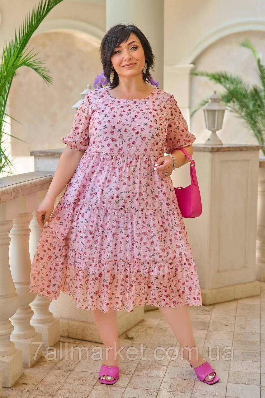 Плаття жіночий шифон (52-58) (3кв) "BELLISIMO" недорого від прямого постачальника, фото 1