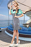 Літній приталене плаття в смужку з відкритими плечима 42-48 розміри, фото 2