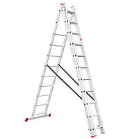 Лестница из алюминия, 3-секционная, универсальная, раскладная, 3*11 сход., 6.7 м INTERTOOL LT-0311