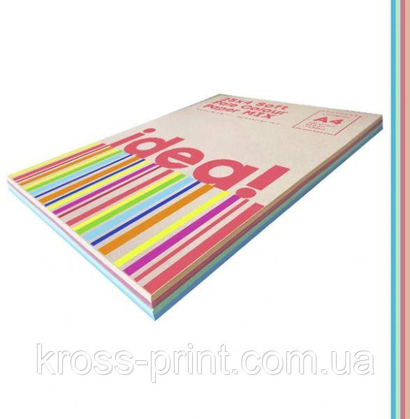 Набір кольорового паперу Pale Colour mix SOFT 25х4, А4 80 г/м 100 л idea!