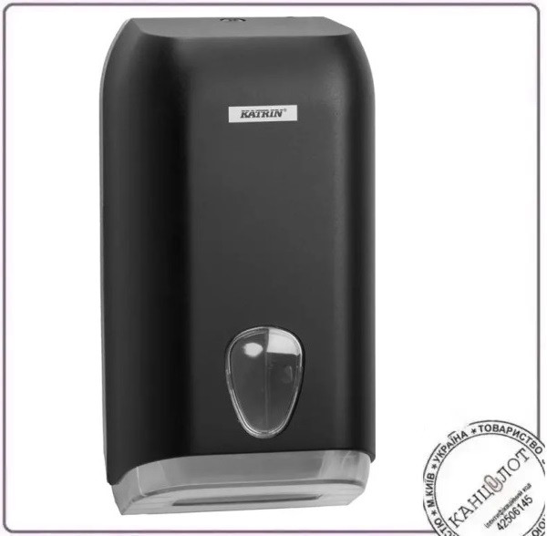 Пластиковий диспенсер KATRIN 92605 Folded Toilet Tissue Dispenser, лист, туалетний папір, чорний