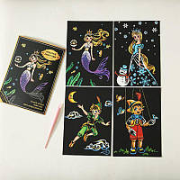 Скретч набор Yuelu из 4 х скретч открыток "Сказки" 20x14