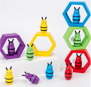 Іграшка дерев'яна Гра ігрове поле-соти,бджоли,пінцет,в кор-ці,23,5х18,5х3см №MD2778(32)