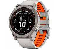 Смарт-годинник Garmin Fenix 7X Pro Sapphire Solar Titanium w. Fog Gray/Ember O. Band (010-02778-14/15)