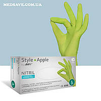 Рукавички нітрилові зелені розміри XS, S, M, L - AMPri Style, рукавички нітрилові одноразові неопудрені медичні 100 шт