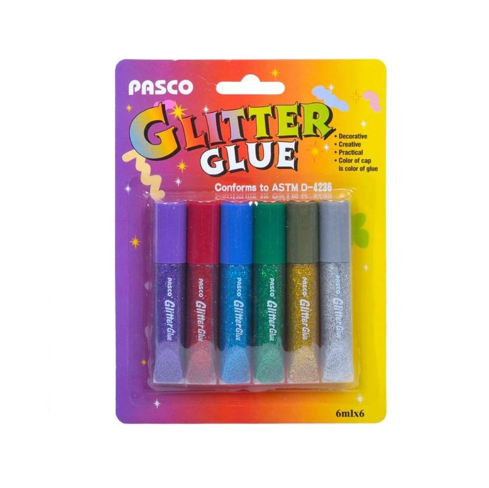 Клей з блискітками 6 кольорів F-0001-4, фото 1