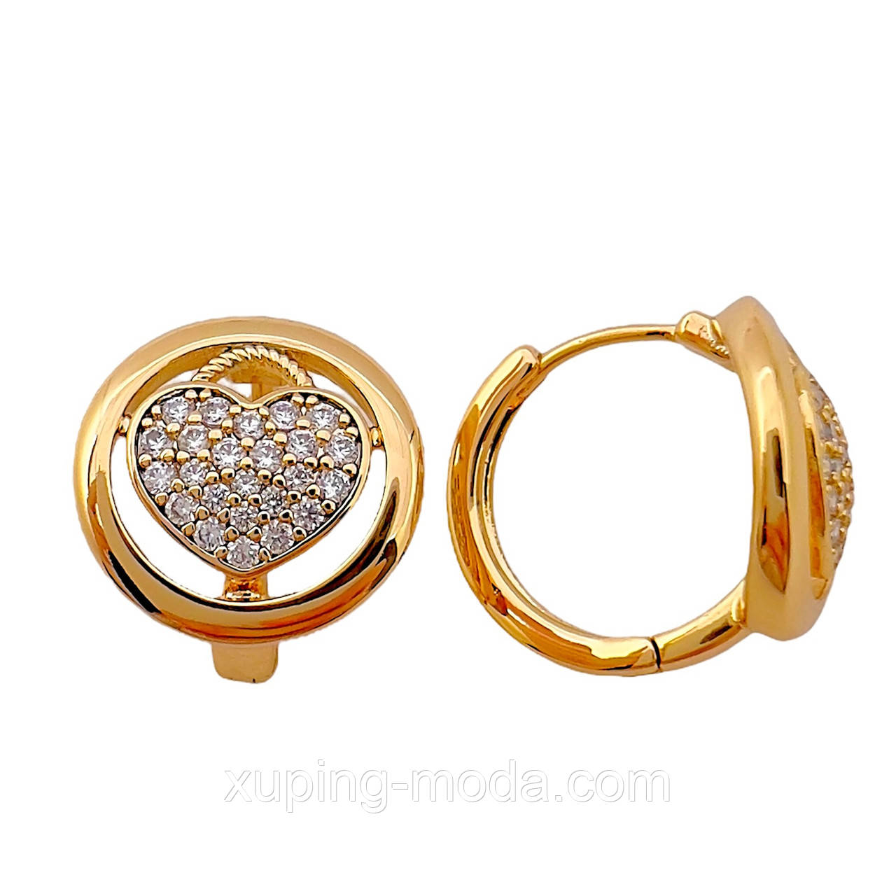 Сережки-сердечка xuping. 15 мм. 18 к