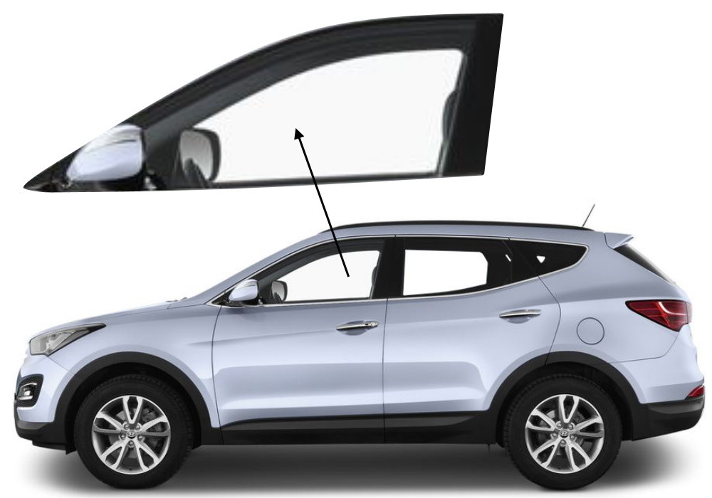 Бічне скло Hyundai Santa Fe 2013-2019 передніх дверей ліве, фото 1