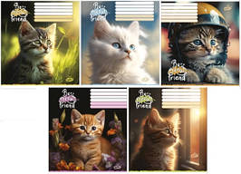 Зошит 18 аркушів клітинка "Бріск"/ Котенок