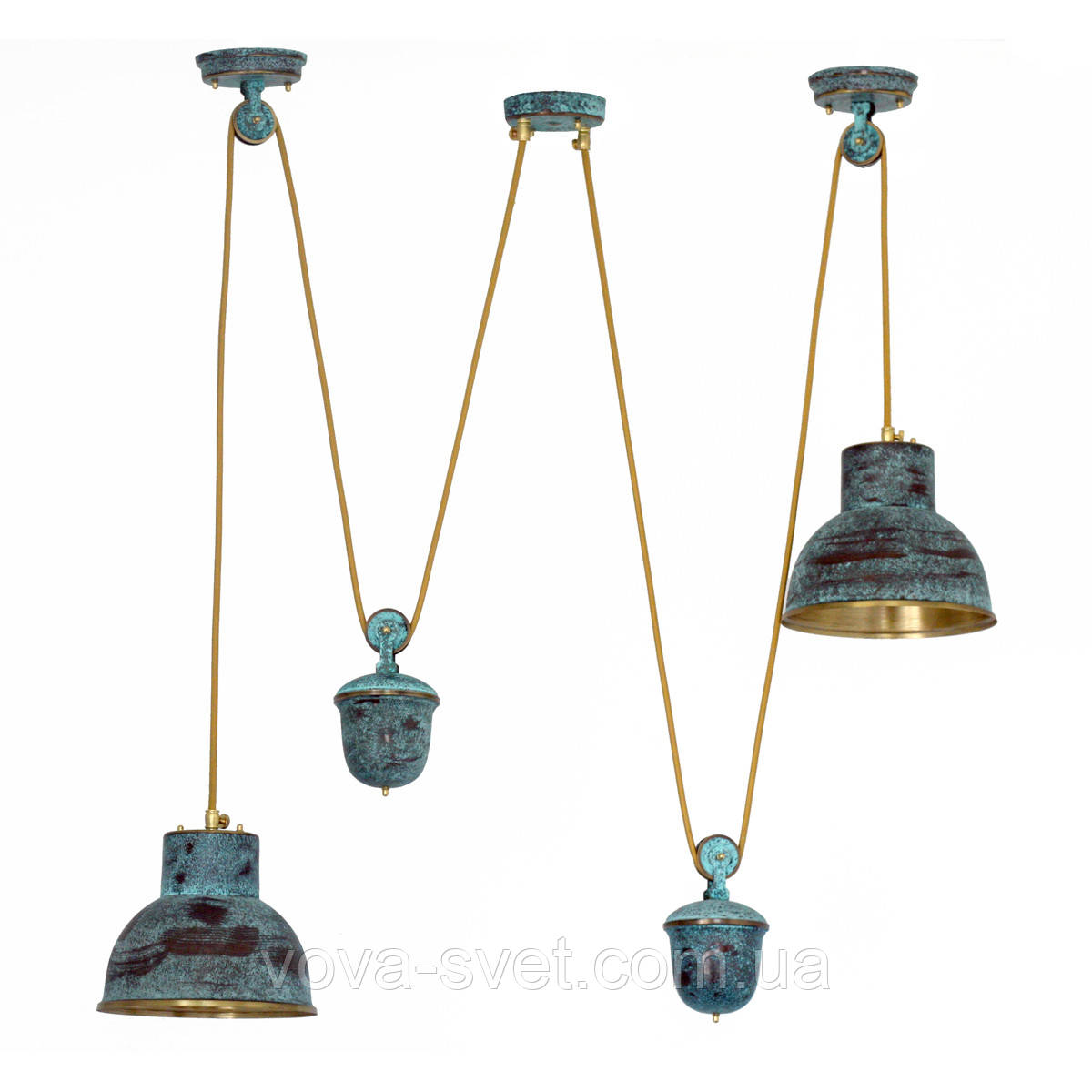 Світильник з противагою підвісний купол Loft Steampunk [Suspension Green Patina ]
