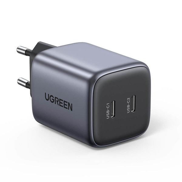 Мережевий зарядний пристрій Ugreen fast charger GaN 2xUSB-C 45 W Grey (CD294), фото 1