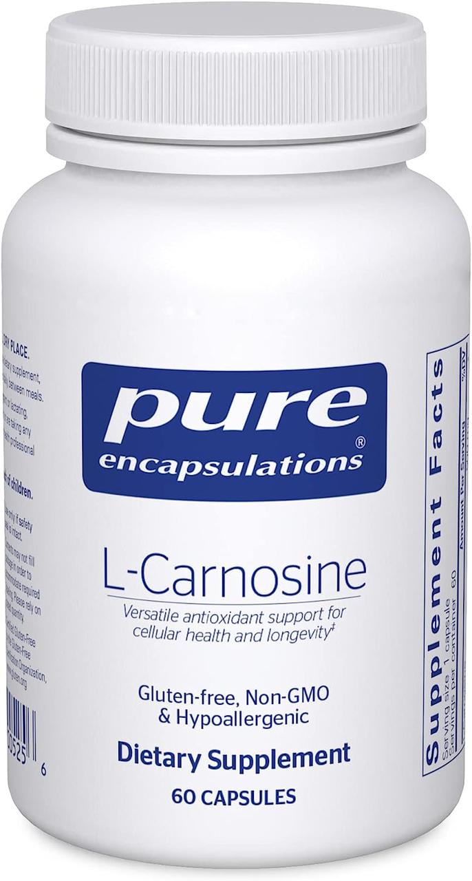 Pure Encapsulations L- Carnosine / L-карнозин антиоксидант для здоров'я клітин та довголіття 60 капсул