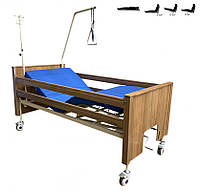 Передвижная медицинская кровать деревянная функциональная четырёхсекционная ЛФМ.4.1.3.1.М