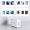Мережевий зарядний пристрій Ugreen 2x USB Type C 40 W Power Delivery White (CD243), фото 3