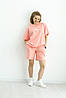 Комплект жіночий на літо подовжені шорти 'Nike' і футболка оверсайз кольору персик, фото 2