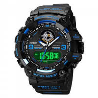 Тактичний багатофункціональний годинник Patriot 001BUSSO ССО Чорні з синім + Коробка