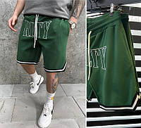 Мужские спортивные шорты зеленые, оверсайз мужские шорты хаки на шнуровке