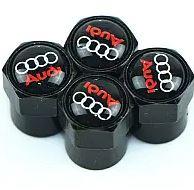 Захисні ковпачки на ніпеля AUDI (АУДІ) 4 шт. Класичні Чорні лого AUDI, фото 1