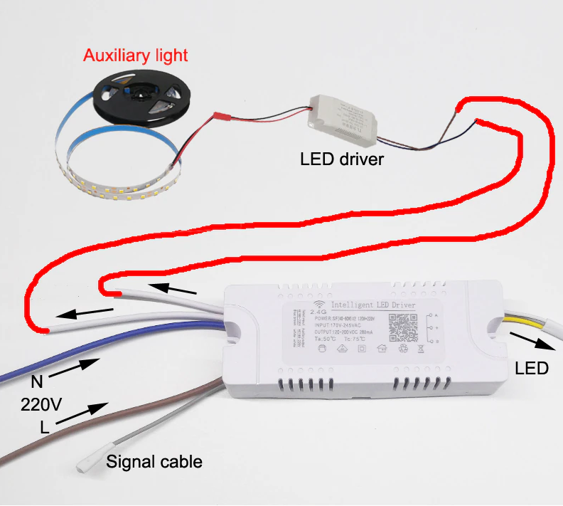 №203 Драйвер 120 ват + пульт + APP 40-60Wx2 + 220 V для світлодіодних люстр 120W 120-200V 240mA