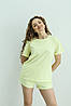 Комплект жіночий на літо тканина 'лакоста' короткі шорти та футболка колір лимонний, фото 2