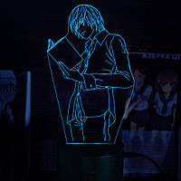 Акриловый 3D светильник-ночник Лайт Ягами Тетрадь смерти синий