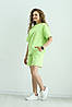 Комплект жіночий на літо тканина 'лакоста' подовжені шорти та футболка колір салатовий, фото 3