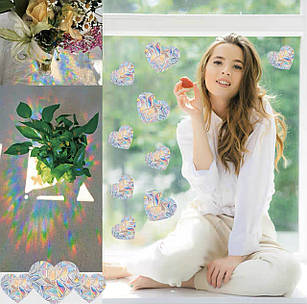 Наклейка на вікно з ефектом веселки "квіточка" S