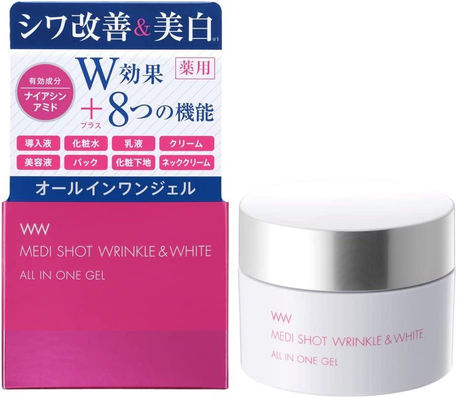 Meishoku WW Medi Shot Wrinkle & White All In One Gel in one gel антивіковий освітлюючий гель для обличчя, 75 г, фото 1