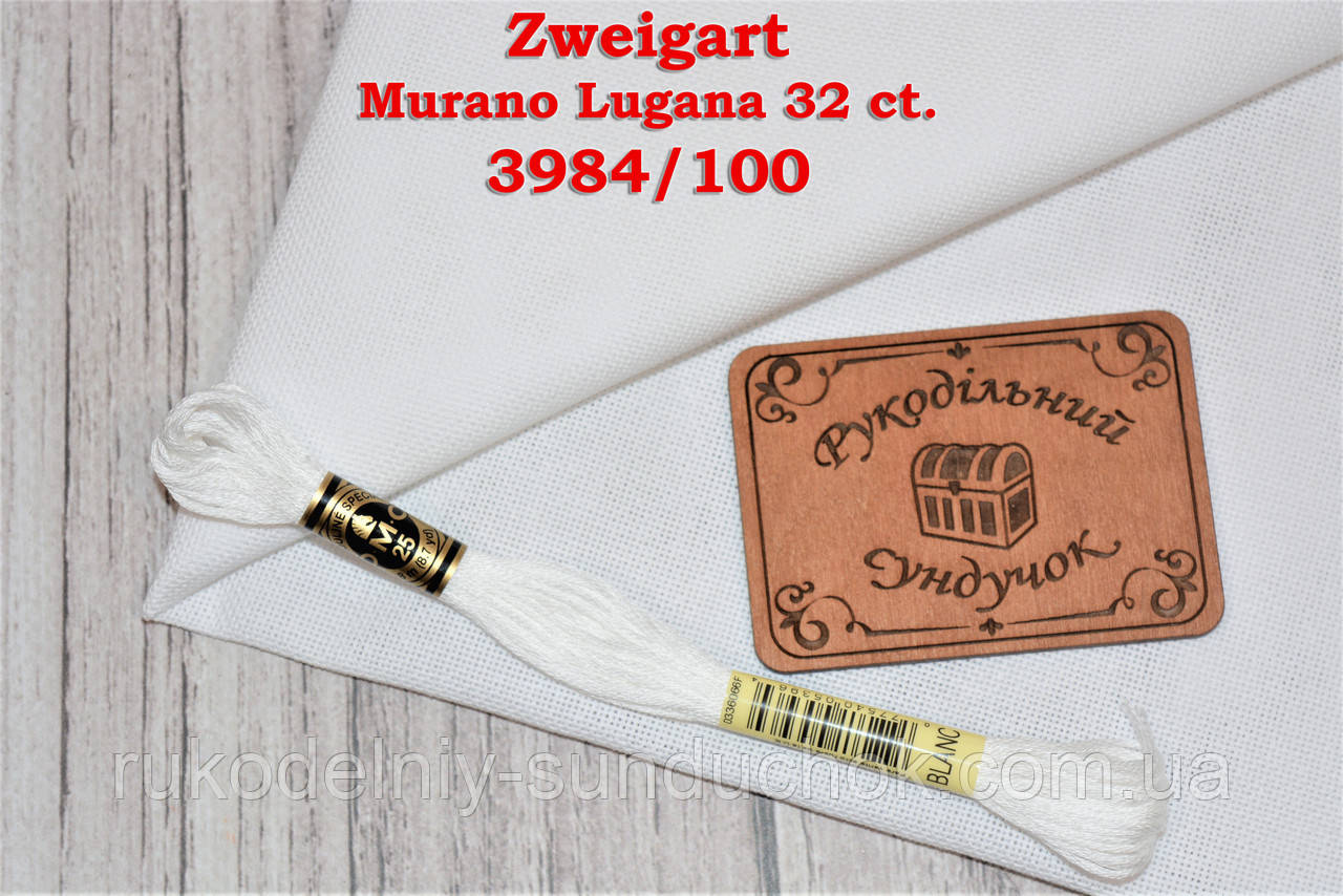 Тканина рівномірного переплетіння Zweigart Murano Lugana 32 ct. 3984/100 White (білий)