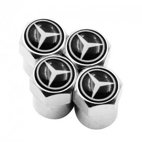 Захисні ковпачки на ніпеля Mercedes-Benz (Мерседес) 4 шт. Класичні хром лого
