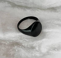 Кольцо печатка Black Круглая , size 17