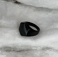 Кольцо печатка Black шестигранник, size 17