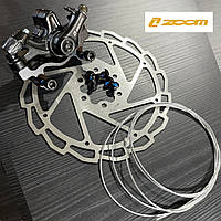 Дискові Гальма  Zoom комплект до велосипеда, задній каліпер/супорт 160/180 + ротор Zoom 3D + Гальмівний трос