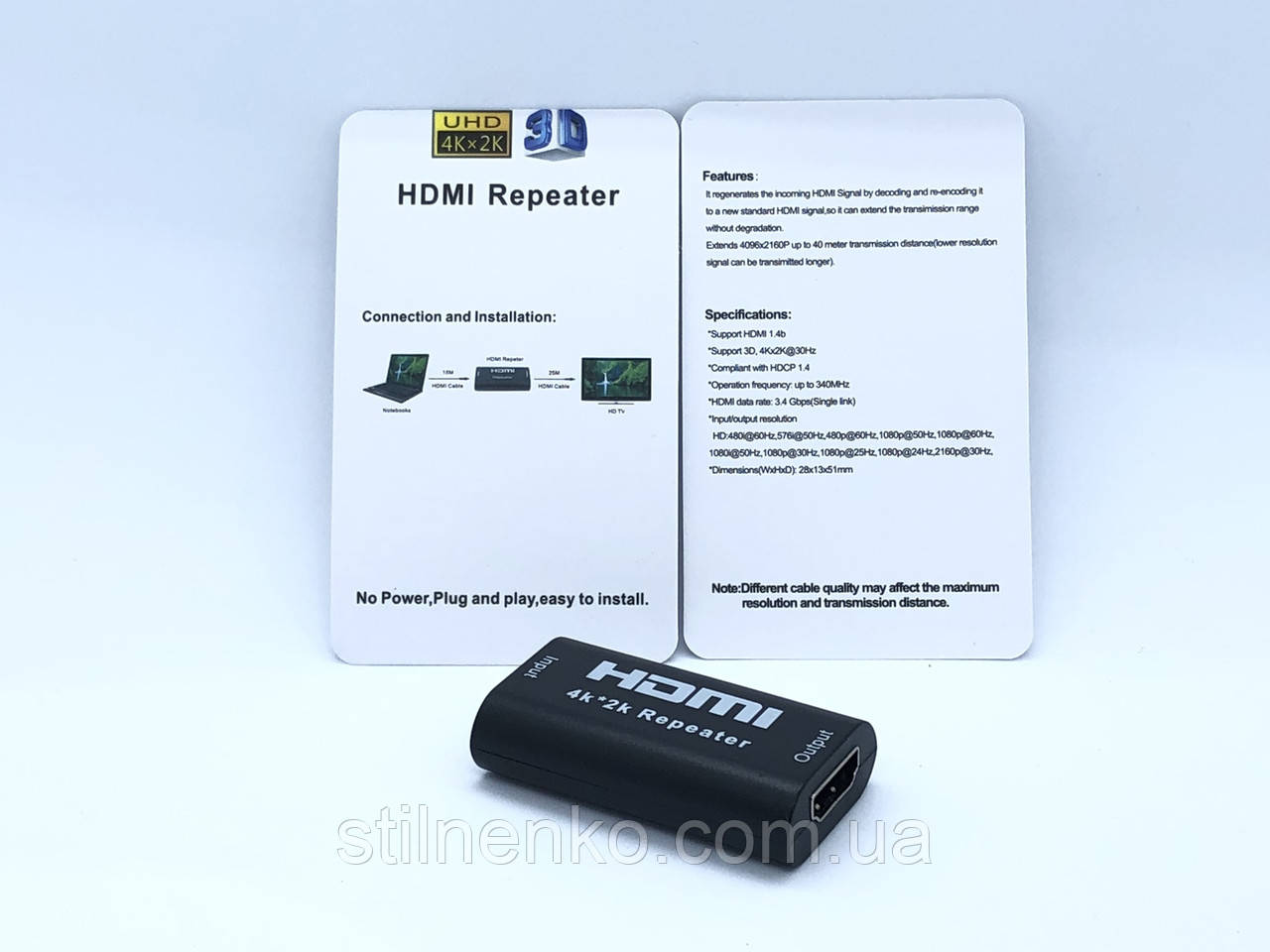 Конвертер HDMI Repeater 4k*2k F/F - фото 1 - id-p1875080399