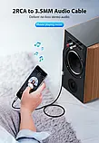Toocki Аудіокабель Jack 3.5 - RCA аудіокабель AUX 3.5 мм 2 метри, фото 6