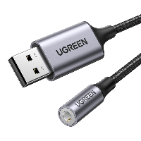 USB-адаптер для звуковой карты Ugreen USB to Jack 3.5mm Grey (CM477)