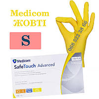 Перчатки нитриловые желтые MEDICOM размер S, плотность 3,8г, уп.100 шт