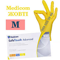 Перчатки нитриловые желтые MEDICOM размер M, плотность 3,8г, уп.100 шт