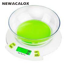Ваги кухонні Newacalox T390 (±1г/5000г) з підсвічуванням і функцією тари, знімна чаша