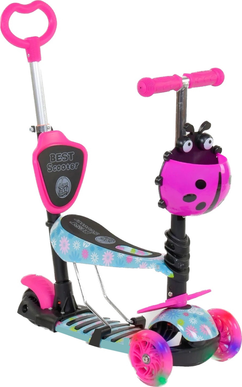 Самокат — біговел 5 в1 Best Scooter з батьківською ручкою та підніжками арт. 11210, фото 1